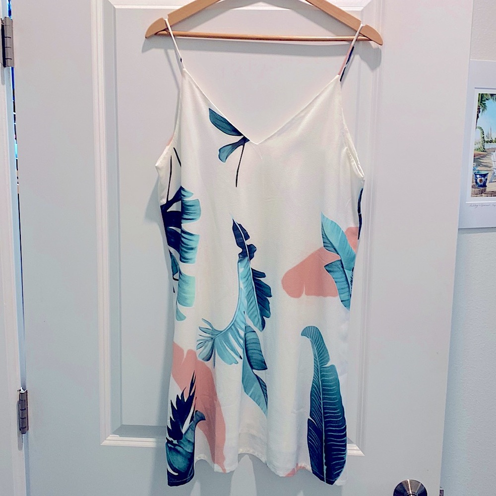 White Palm Leaf Dress